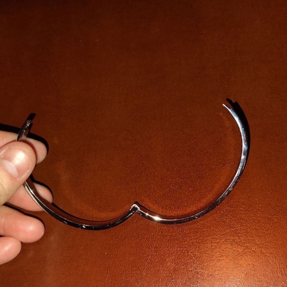 Elegant Silver Colored Bracelet with Crystal Accents Hinged Closure - Picture 5 of 7